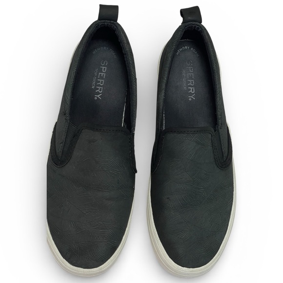 Sperry Crest Vibe Black Embossed Slip-On Women’s 7.5 Memory Foam Comfort Shoes - Picture 3 of 7